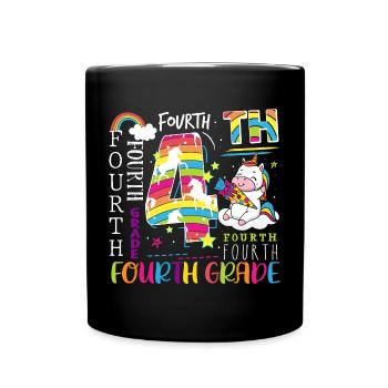 4th Grade Unicorn Schoolchild - Full Colour Mug - black - Front