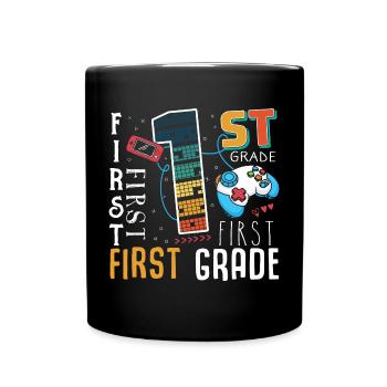 1. Klasse Gaming Schulkind - Tasse einfarbig - Schwarz - Vorne