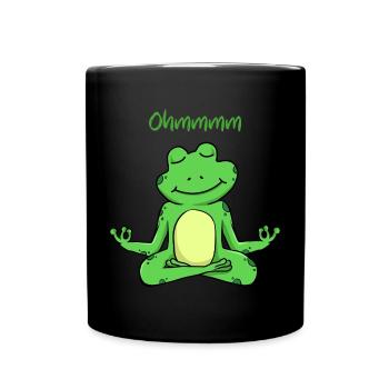 Ohmmm ein lustiger Yoga Frosch - Tasse einfarbig - Schwarz - Vorne