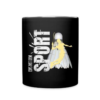 Eins mit dem Sport - Badminton - Tasse einfarbig - Schwarz - Vorne
