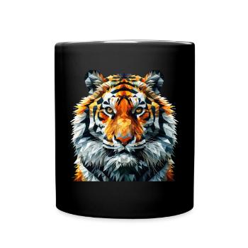 Geometric Lion Head Art Print - Full Colour Mug - black - Front