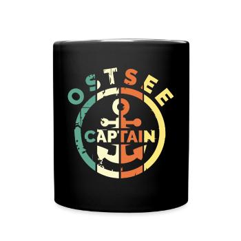 Ostsee captain retro Anker Meer Logo benutzt alt - Tasse einfarbig - Schwarz - Vorne