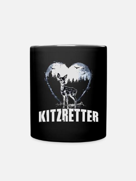 Kitzretter Herz Wald Fohlen - Tasse einfarbig - Schwarz