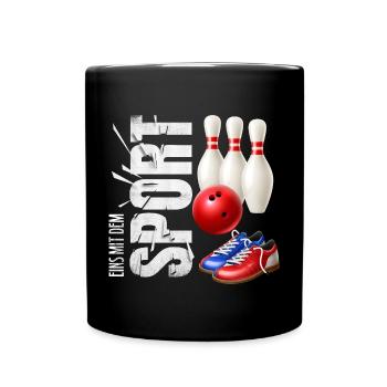 Eins mit dem Sport - Bowling - Tasse einfarbig - Schwarz - Vorne