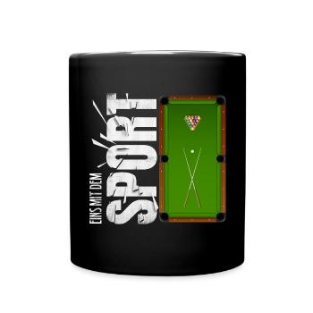 Eins mit dem Sport - Billard - Tasse einfarbig - Schwarz - Vorne
