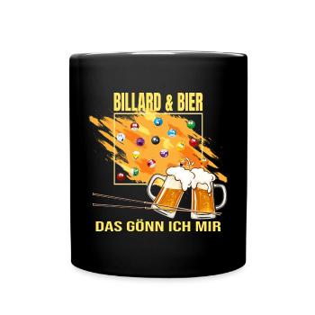 Billard & Bier - Das gönn ich mir - Tasse einfarbig - Schwarz - Vorne