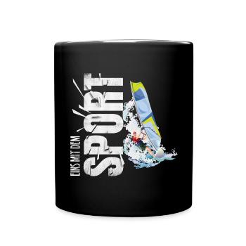 Eins mit dem Sport - Windsurfen - Tasse einfarbig - Schwarz - Vorne