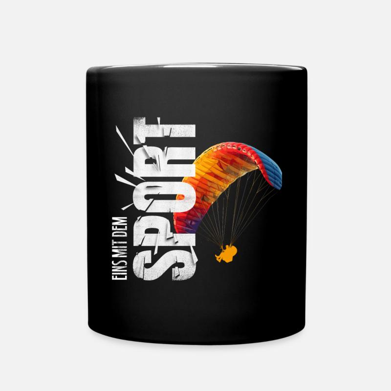 Eins mit dem Sport - Paragliden - Tasse einfarbig - Schwarz