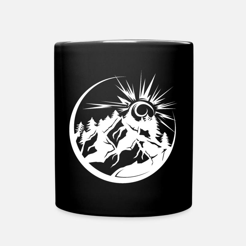 Berge outdoor Natur Wald Landschaft Grafik icon - Tasse einfarbig - Schwarz