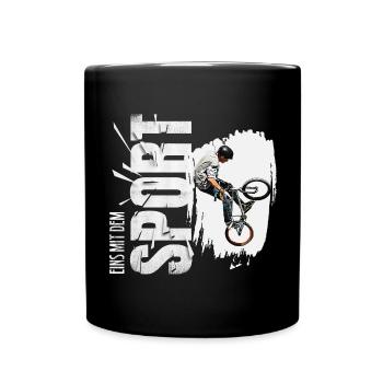 Eins mit dem Sport - BMX - Tasse einfarbig - Schwarz - Vorne