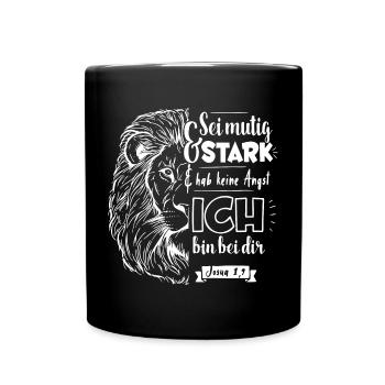 Joshua 1:9 - Be brave and strong - Full Colour Mug - black - Front