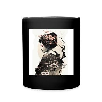 Anmutige, japanische Geisha - Tasse einfarbig - Schwarz - Vorne