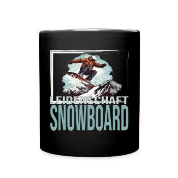 Leidenschaft Snowboard - Tasse einfarbig - Schwarz - Vorne