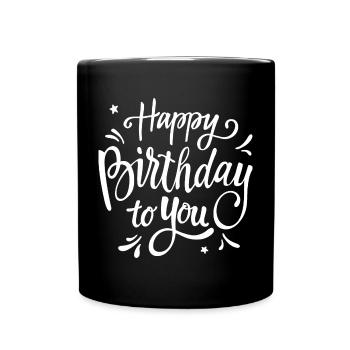 Birthday Script Handwritten Celebration - Full Colour Mug - black - Front