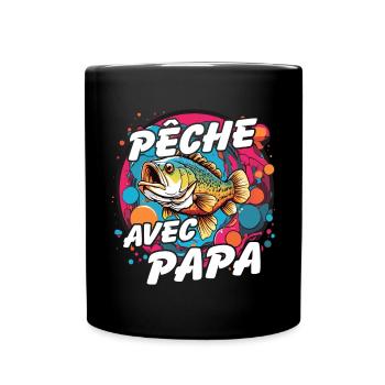 Pêche avec papa - Mug uni - noir - Devant