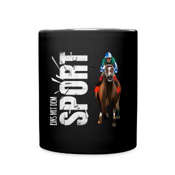 Eins mit dem Sport - Reiten - Tasse einfarbig - Schwarz - Vorne