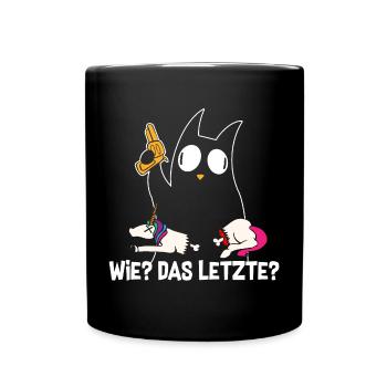 Comment le dernier chat mange les chats licornes - Mug uni - noir - Devant