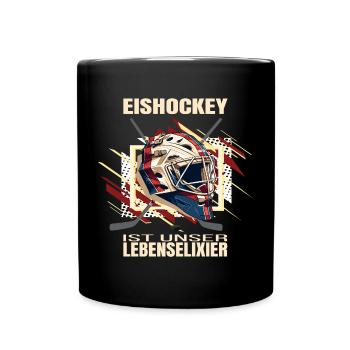 Eishockey ist unser Lebenselixier - Tasse einfarbig - Schwarz - Vorne