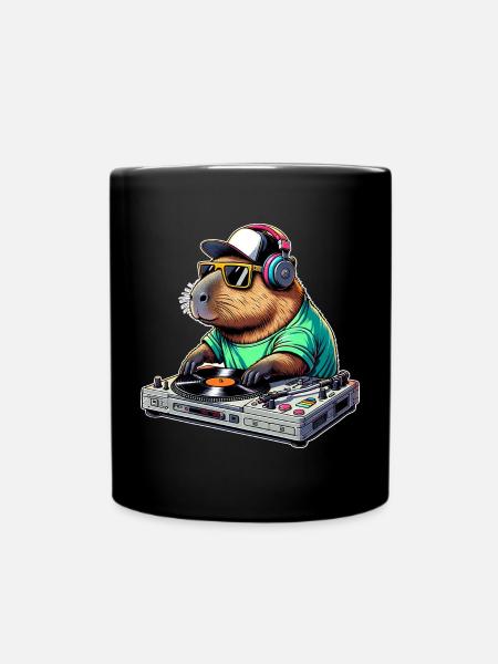 Capybara Dj - Tasse einfarbig - Schwarz