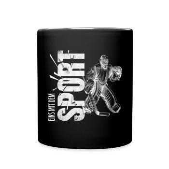 Eins mit dem Sport - Eishockey - Tasse einfarbig - Schwarz - Vorne