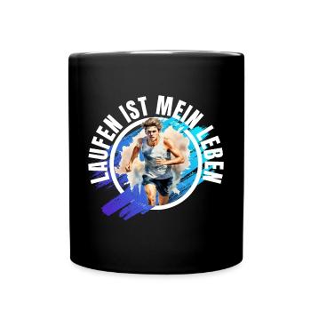 Laufen ist mein Leben - Tasse einfarbig - Schwarz - Vorne