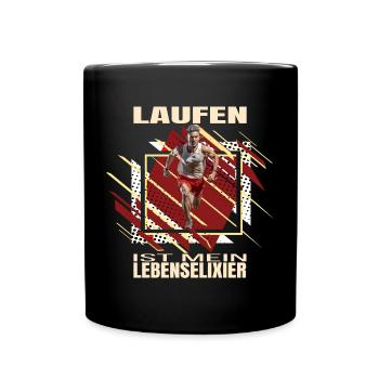 Laufen ist mein Lebenselixier - Tasse einfarbig - Schwarz - Vorne