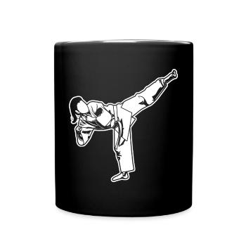 Weibliche Karateka - Tasse einfarbig - Schwarz - Vorne