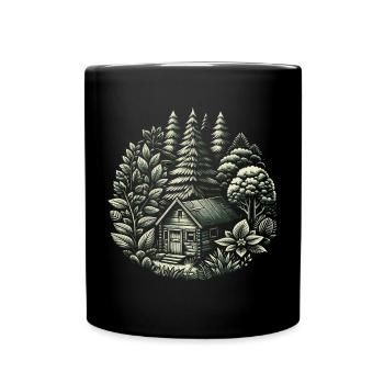 vivre dans une cabane dans les bois - Mug uni - noir - Devant