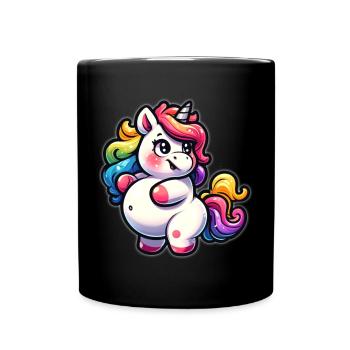 Colorful unicorn cuddly design - Full Colour Mug - black - Front