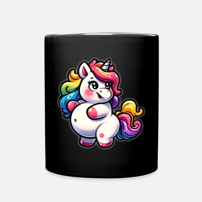 Cute Rainbow Unicorn - Full Colour Mug - black