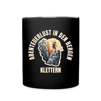 Abenteuerlust in den Bergen - Tasse einfarbig - Schwarz - Vorne