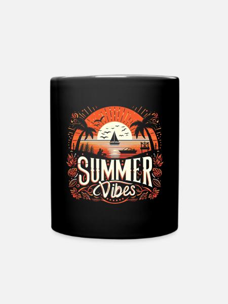 Tropical Summer Vibes: Sunset Adventure Awaits - Full Colour Mug - black