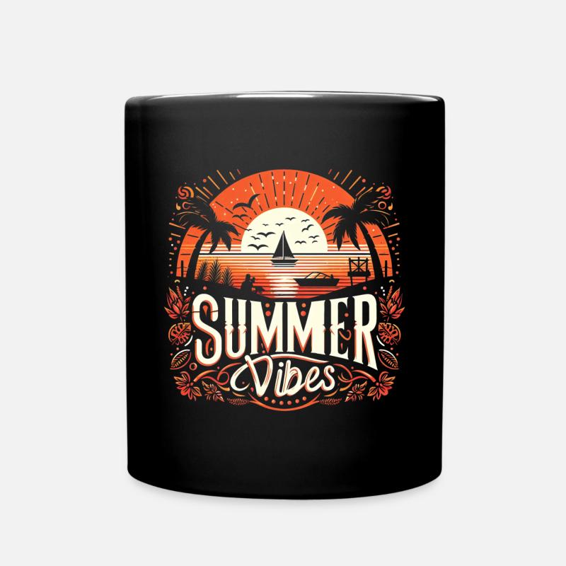 Tropical Summer Vibes: Sunset Adventure Awaits - Full Colour Mug - black