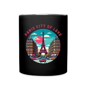 Paris Stadt der Liebe - Tasse einfarbig - Schwarz - Vorne