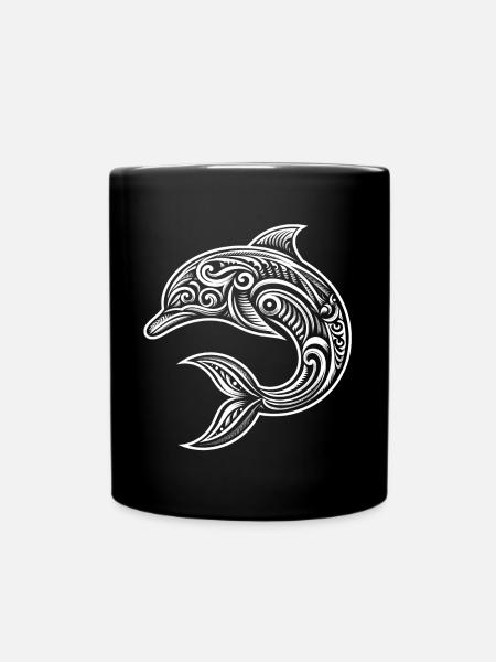  Delfin Tribal Maori Taucher Meeresliebhaber - Tasse einfarbig - Schwarz