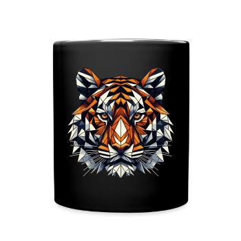 Tête de tigre colorée et géométrique - Motif polygonal - Mug uni - noir - Devant