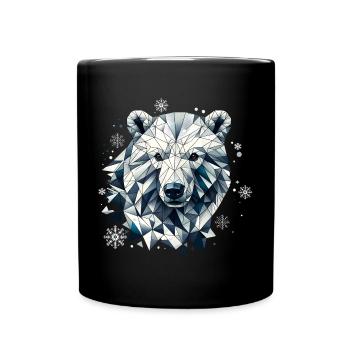Geometric Polar Bear Head - Polygons Motif - Full Colour Mug - black - Front