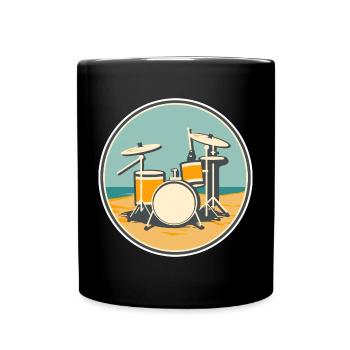 Drum Set Illustration - Tasse einfarbig - Schwarz - Vorne