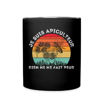 Je suis apiculteur cadeau apiculture abeille rétro - Mug uni - noir - Devant