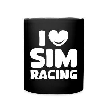 i love simracing gaming car heart love symbol - Full Colour Mug - black - Front