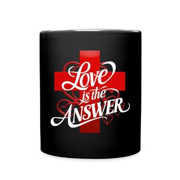 Liebe ist die Antwort Schriftzug - Tasse einfarbig - Schwarz - Vorne