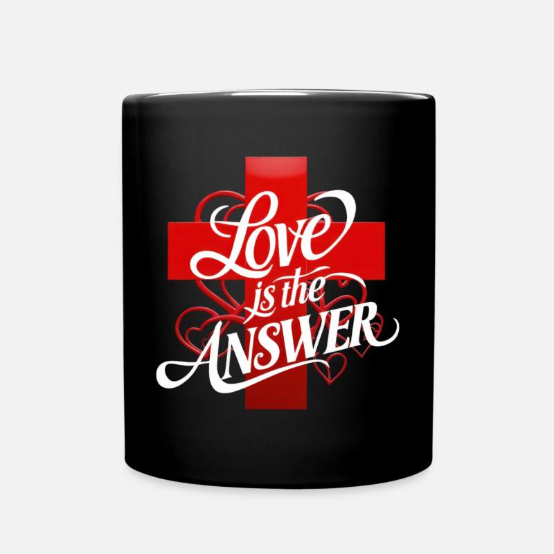 Love is the answer Lettering - Full Colour Mug - black
