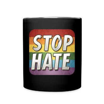 LGBTQ Stop Hate - Full Colour Mug - black - Front