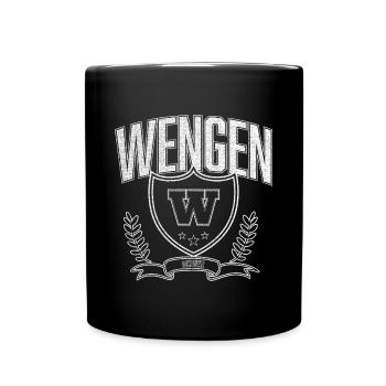 Wengen Alpin Wappen Design - Tasse einfarbig - Schwarz - Vorne