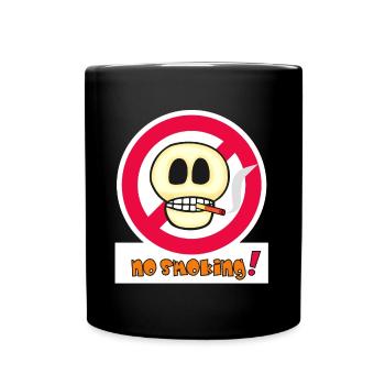 No Smoking Totenkopf Gesicht - Lustiges Emoticon  - Tasse einfarbig - Schwarz - Vorne