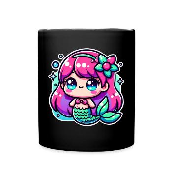 Meerjungfrau - Tasse einfarbig - Schwarz - Vorne