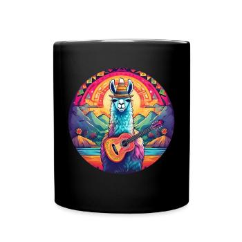 5 de Mayo Party Drinko de Mayo Lama and Guitar - Full Colour Mug - black - Front