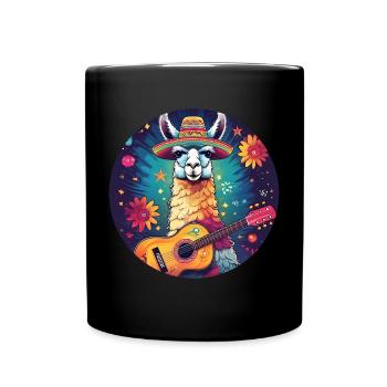 5 de Mayo Party Drinko de Mayo Lama and Guitar - Full Colour Mug - black - Front