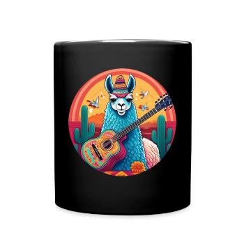 5 de Mayo Party Drinko de Mayo Lama and Guitar - Full Colour Mug - black - Front