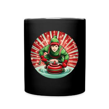 Weihnachtself Curling - Tasse einfarbig - Schwarz - Vorne